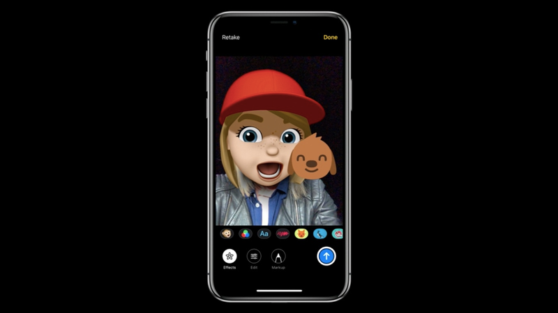 Animojis also now work in the camera app. Like Snapchat, but native.